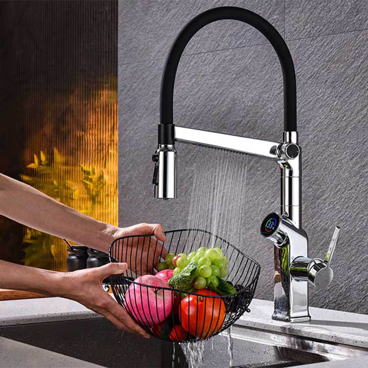 Intelligent digital display kitchen rain cleaning faucet