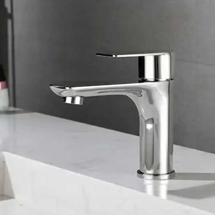 Stainless steel hot and cold single hole basin faucet