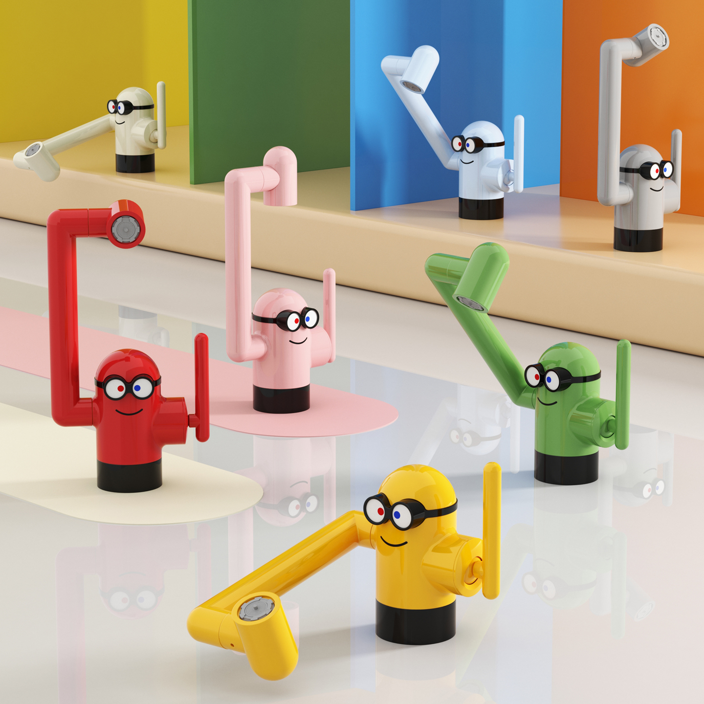 Colorful JINNAIYA 360° Rotatable Robot Arm Basin Faucet