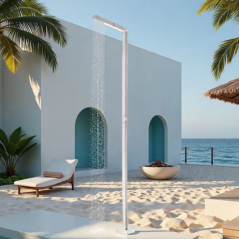 JINNAIYA Shower Column Beach Outdoor Villa Floor standing High Standing Single Handle Cooling Stainless Steel Shower Set CE SASO UPC Certification