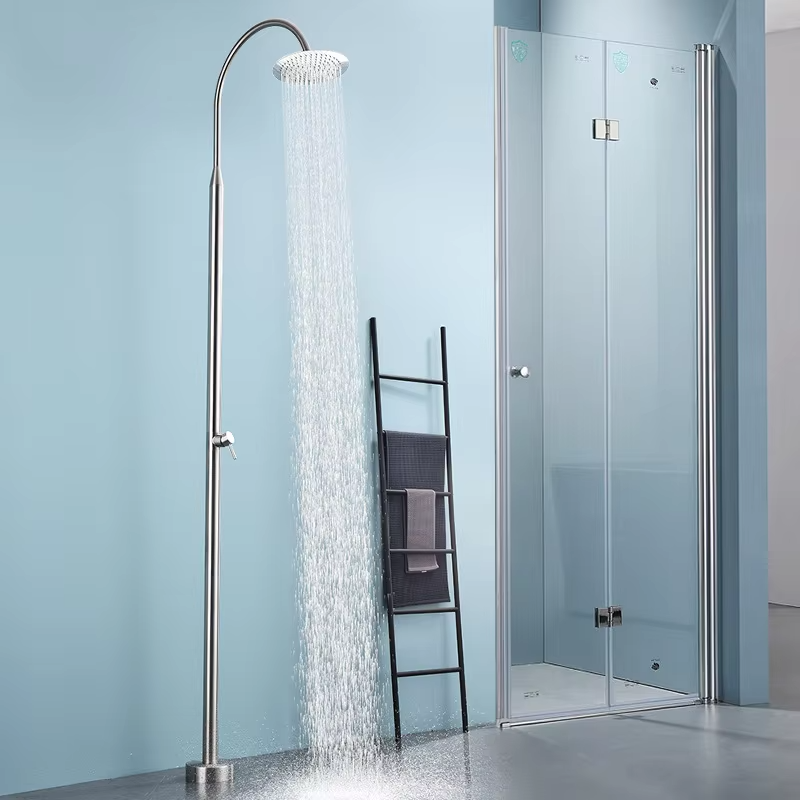 JINNAIYA 5-year warranty modern minimalist shower set ceramic outdoor shower head brushed stainless steel black rain shower style single shower