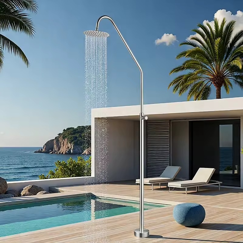 JINNAIYA Stainless steel single cold black outdoor floor shower column swimming pool vertical high shower set beach shower HW1045E