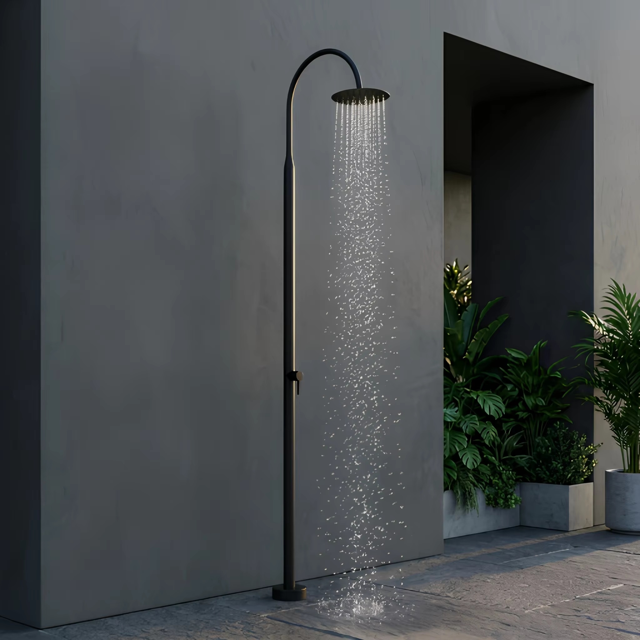 JINNAIYA rainproof stainless steel shower column, certified by SASO CE UPC, suitable for outdoor vertical installation on beaches, swimming pools, hotels, and villas