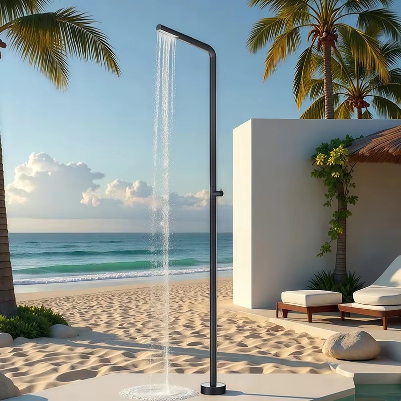 JINNAIYA Non Sliding Rod Shower Set Shower Column Outdoor Floor standing Vertical Brushed Stainless Steel Modern Simple Single Shower Column