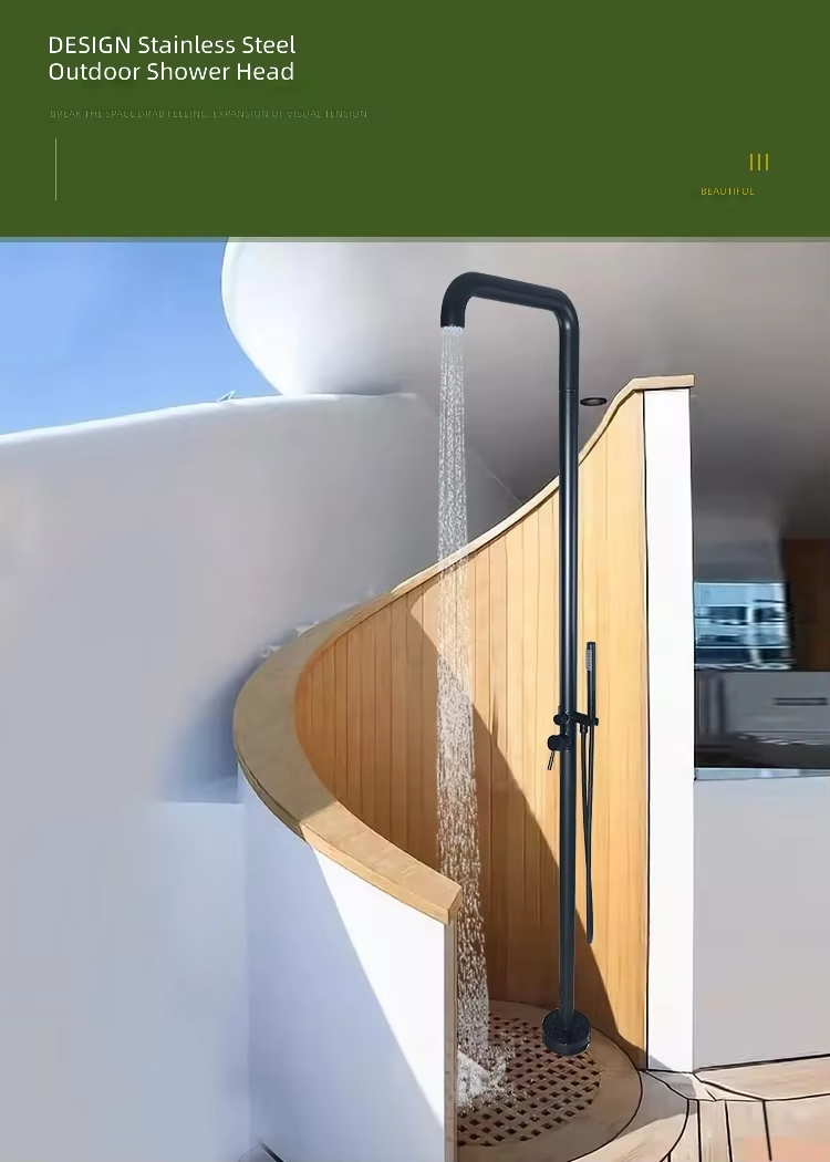 JINNAIYA Non Sliding Rod Shower Set Shower Set Brushed Ceramic Outdoor Stainless Steel Single Handle Floor Faucet High Rain Immersion Faucet