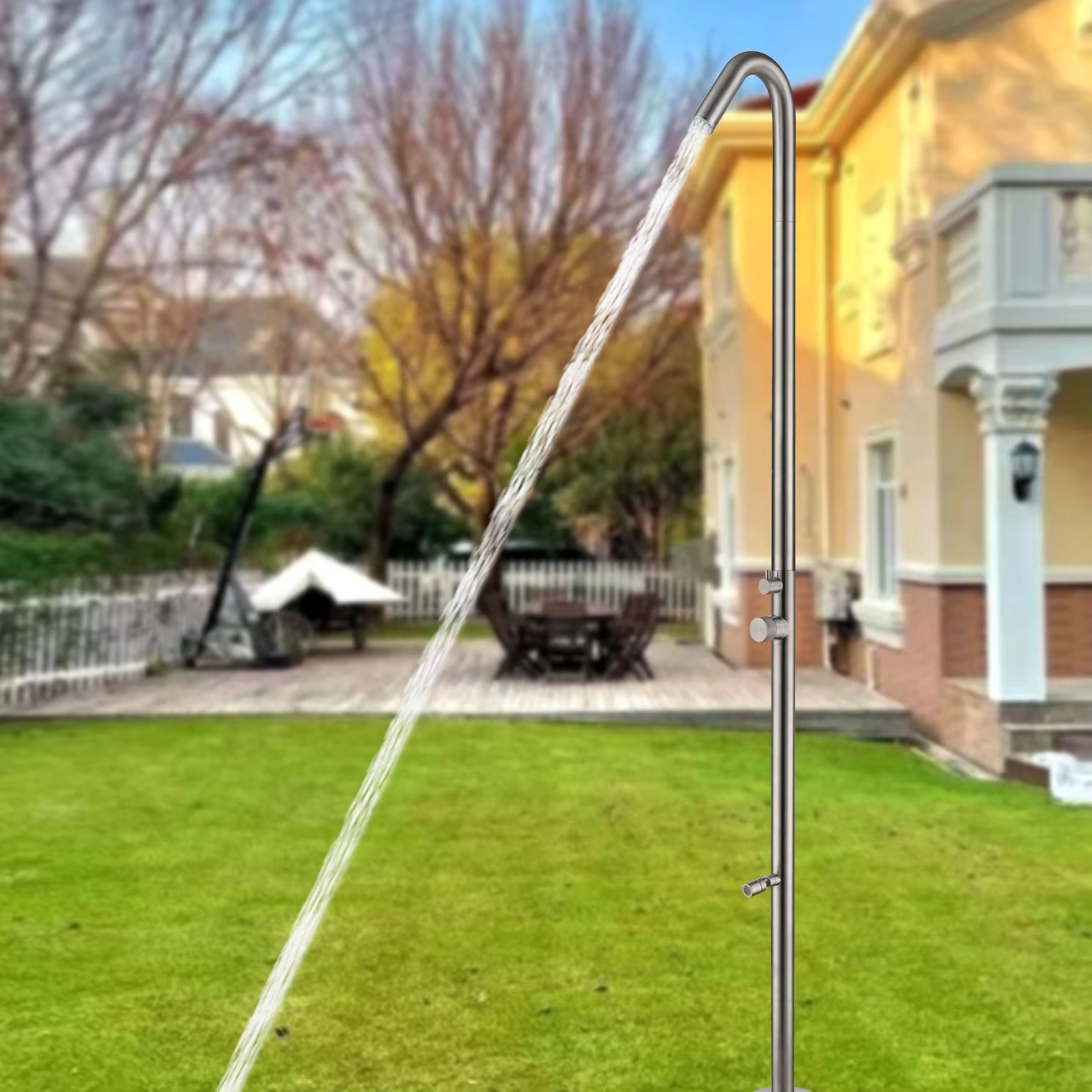 Jinnaiya shower set ceramic outdoor shower column stainless steel swimming pool beach floor standing 304 316 corrosion-resistant