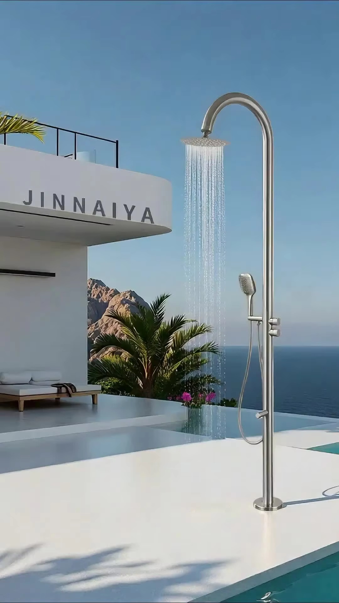 Jinnaiya shower column set stainless steel brushed outdoor bathtub, hot and cold water swimming pool shower column HW2301 CE SASO UPC certification