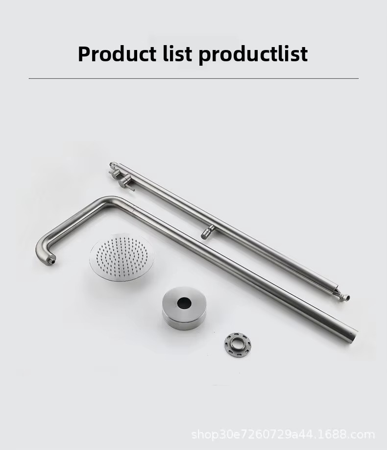 JINNAIYA HW2301 Outdoor Shower Column Set with brushed stainless steel vertical shower for hot and cold water, dual-use for swimming pool and bathtub, CE SASO UPC certification, suitable for villa courtyard swimming pool