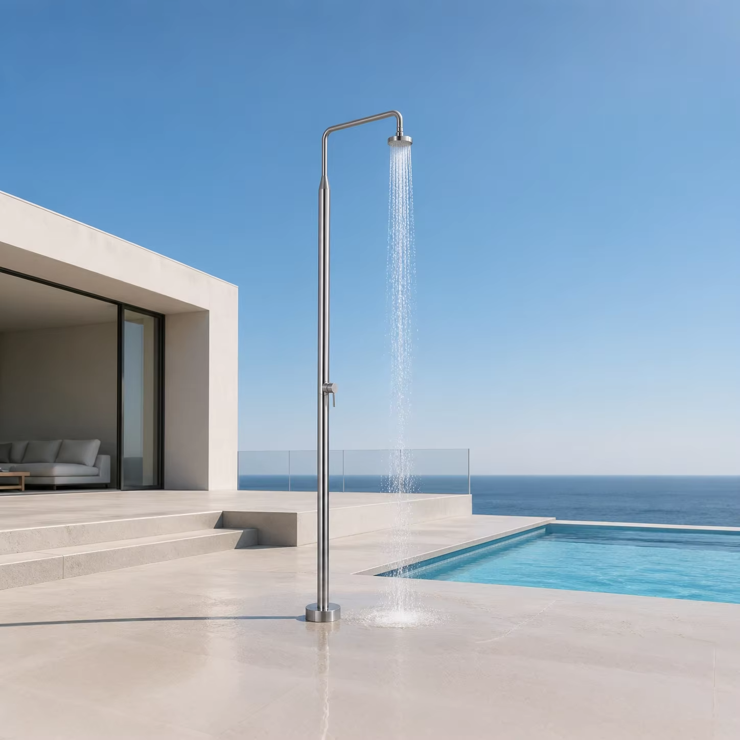 JINNAIYA cold and hot water outdoor floor shower column stainless steel corrosion-resistant rain shower head villa hotel park courtyard outdoor shower equipment