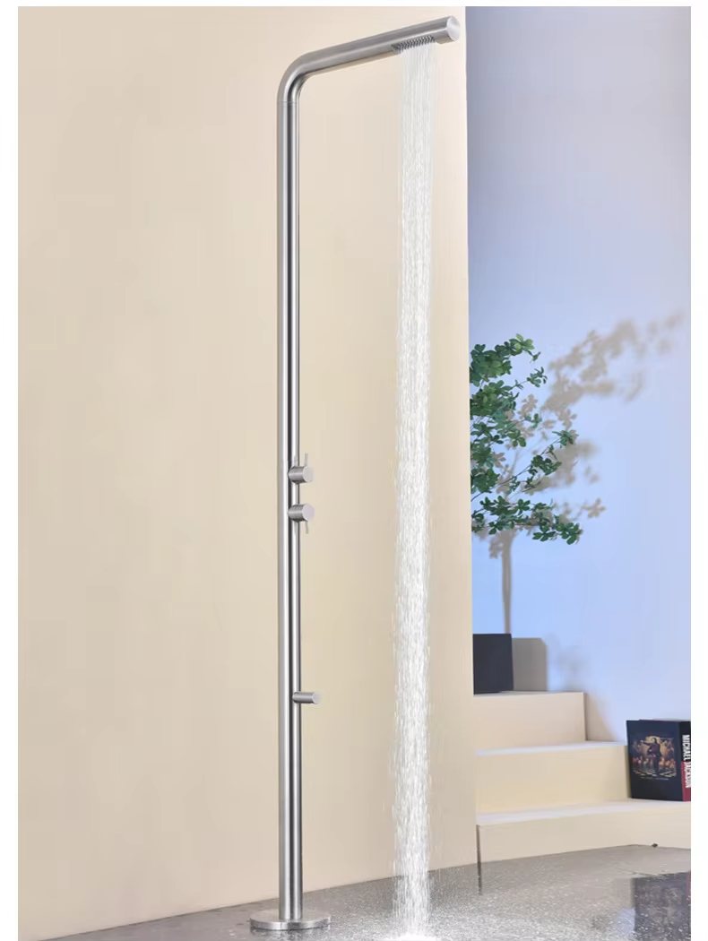 JINNAIYA Modern Outdoor Hot and Cold Water Shower Column | Thickened Stainless Steel Rainshower Head Courtyard Hotel Pool Special Shower Device
