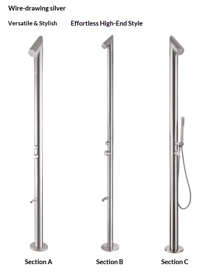 JINNAIYA outdoor floor standing hot and cold shower, rain shower head, beach shower set, CE SASO UPC certification