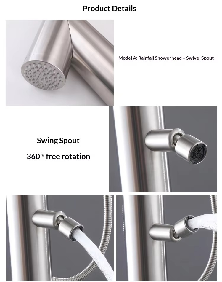 JINNAIYA outdoor floor standing hot and cold shower, rain shower head, beach shower set, CE SASO UPC certification