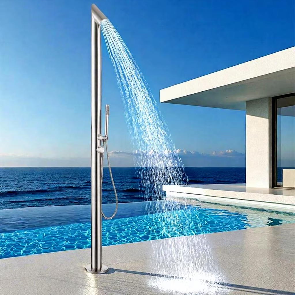 JINNAIYA outdoor floor standing hot and cold shower, rain shower head, beach shower set, CE SASO UPC certification
