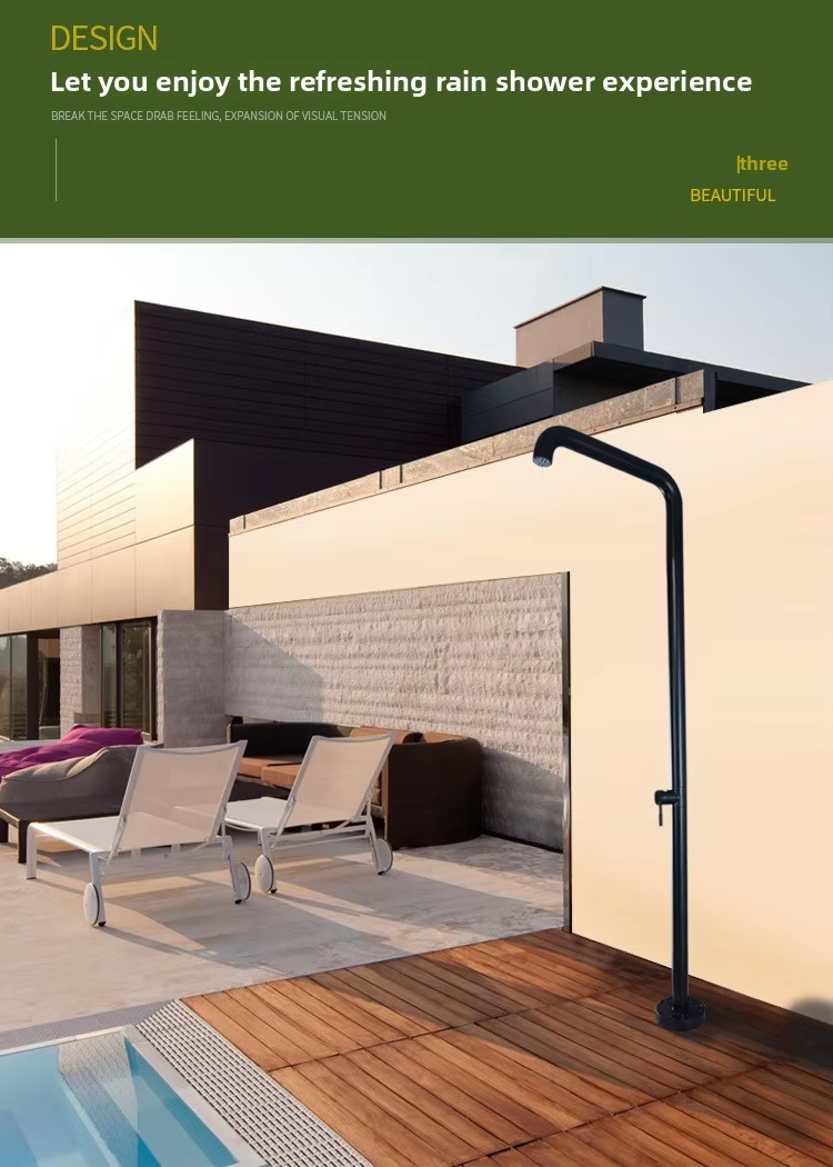 JINNAIYA HW1002 Black Modern Simple Floor standing Outdoor Shower Column Pool Beach Vertical Column Faucet CE SASO UPC International Certification