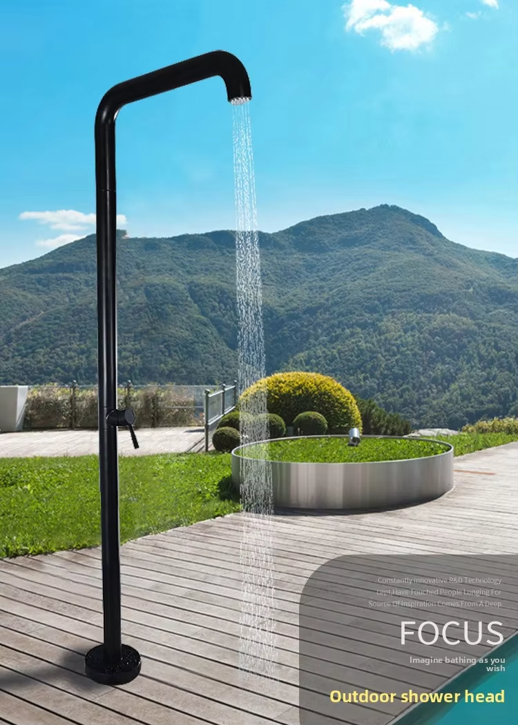 JINNAIYA HW1002 Black Modern Simple Floor standing Outdoor Shower Column Pool Beach Vertical Column Faucet CE SASO UPC International Certification