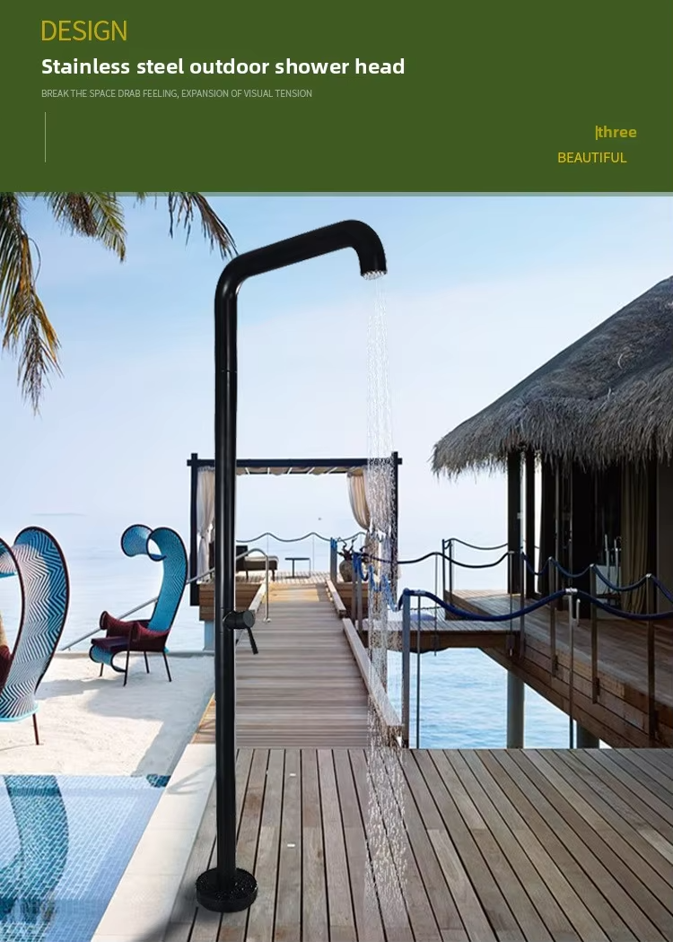JINNAIYA HW1002 Black Modern Simple Floor standing Outdoor Shower Column Pool Beach Vertical Column Faucet CE SASO UPC International Certification