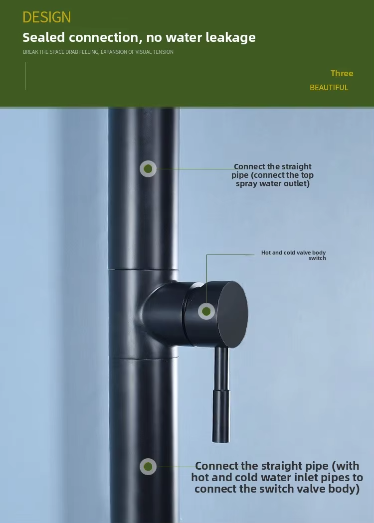 JINNAIYA HW1002 Black Modern Simple Floor standing Outdoor Shower Column Pool Beach Vertical Column Faucet CE SASO UPC International Certification