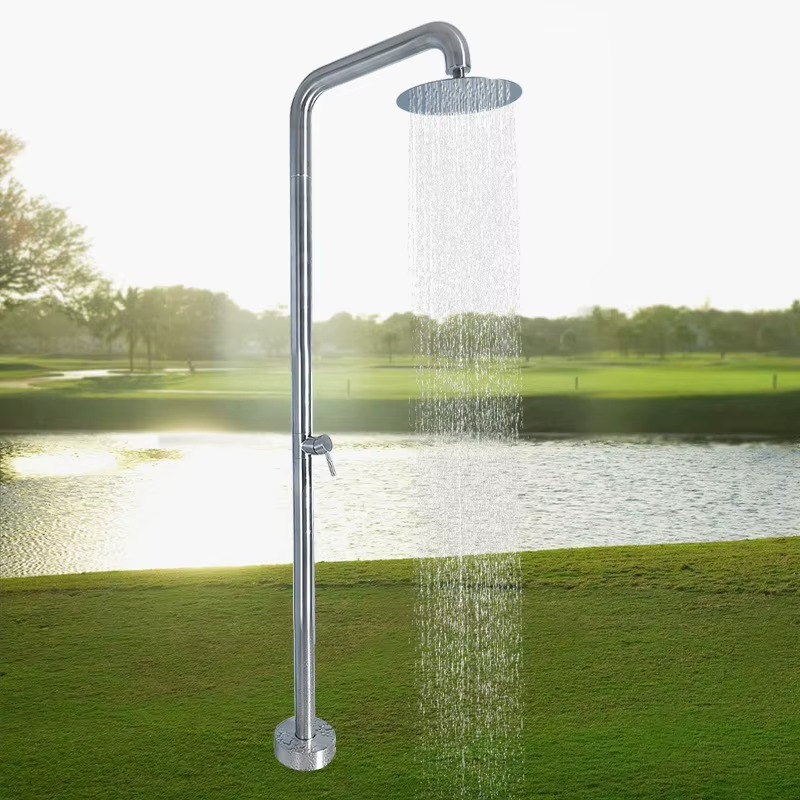 JINNAIYA Luxury 304 Stainless Steel Outdoor Shower Column Modern Brushed Finish Rainshower Pool Vertical Shower CE SASO UPC Certification
