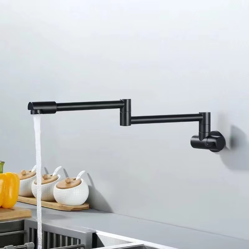 JINNAIYA kitchen sink faucet wall mounted single cold water faucet rotating folding extension rod mop pool copper sink extender