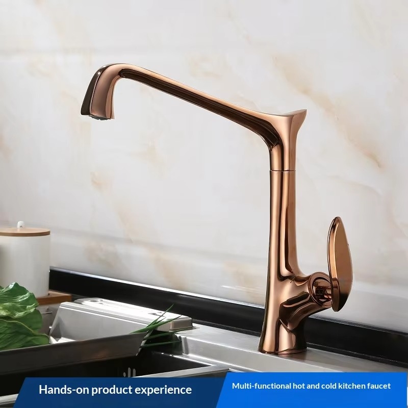 JINNAIYA all copper rotatable kitchen sink faucet European style simple high-end washbasin household hot and cold faucet
