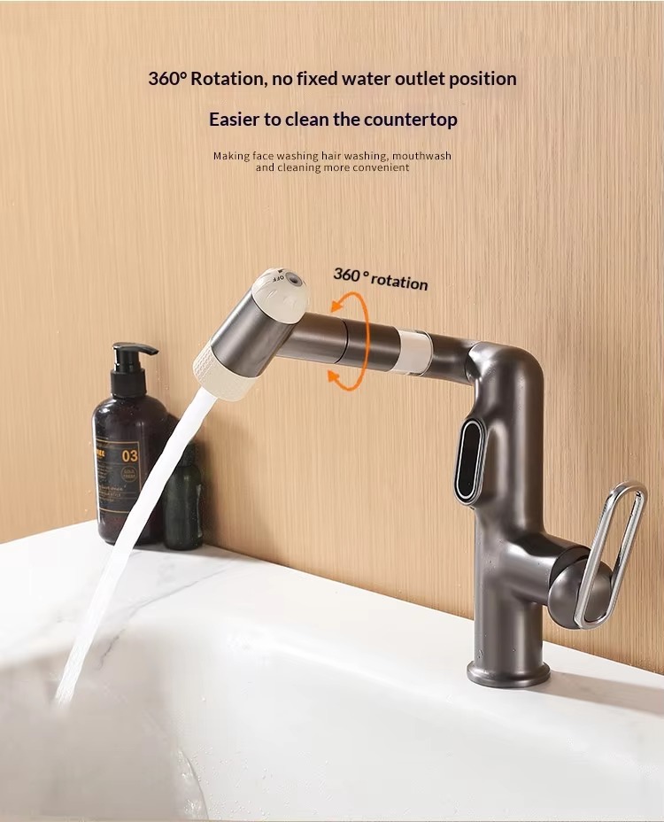 Gun gray lucky cat digital filter sink faucet, countertop basin, dedicated for household kitchen and bathroom, dual-use washbasin, clean faucet