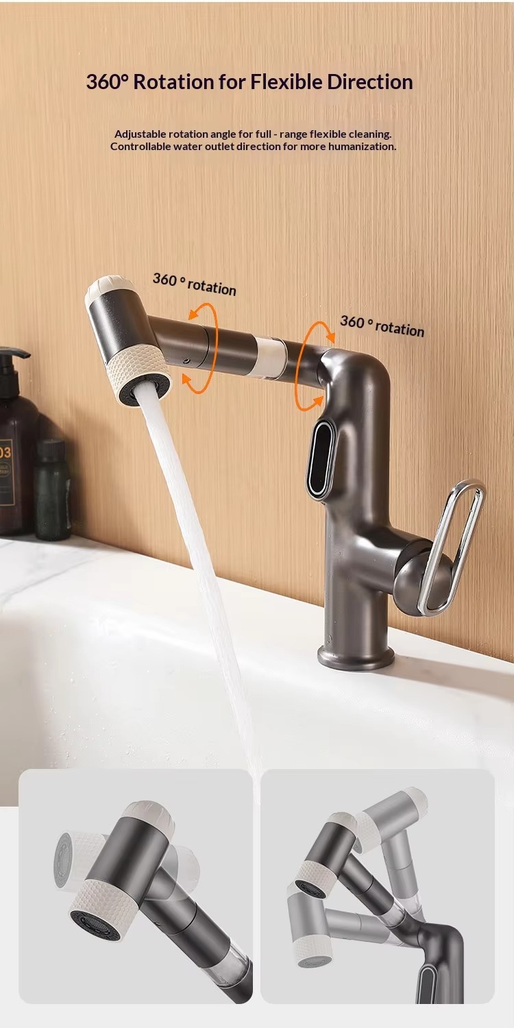 Gun gray lucky cat digital filter sink faucet, countertop basin, dedicated for household kitchen and bathroom, dual-use washbasin, clean faucet