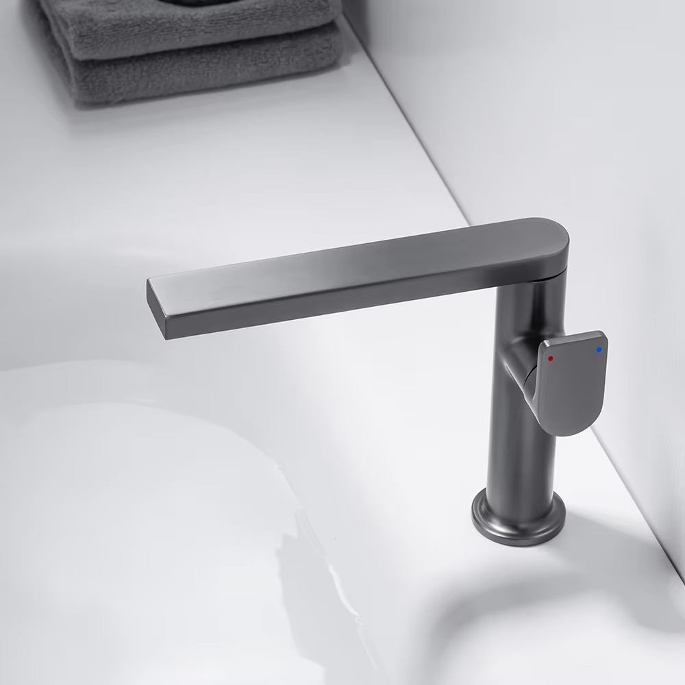 Jinnaiya milk white hotel basin faucet, household bathroom cabinet, hot and cold rotating spray gun, gray hand and face washing faucet