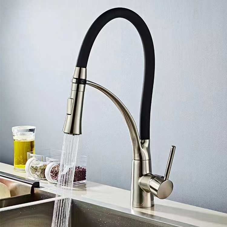 Kitchen electroplating sink single tube faucet for both hot and cold use, pull-out household vegetable washing basin, rotating copper base faucet