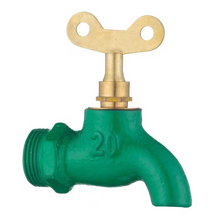 Outdoor 4-point green old-fashioned iron quick opening faucet, cast iron faucet, iron key faucet manufacturer wholesale