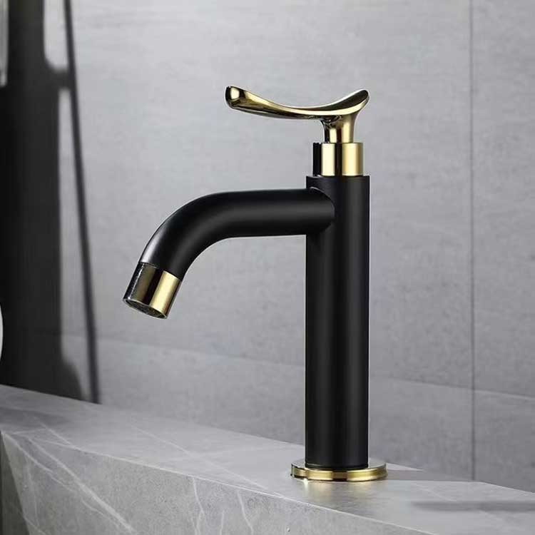 304 stainless steel single cold noodle basin faucet, bathroom cabinet, black gold single cold countertop basin faucet