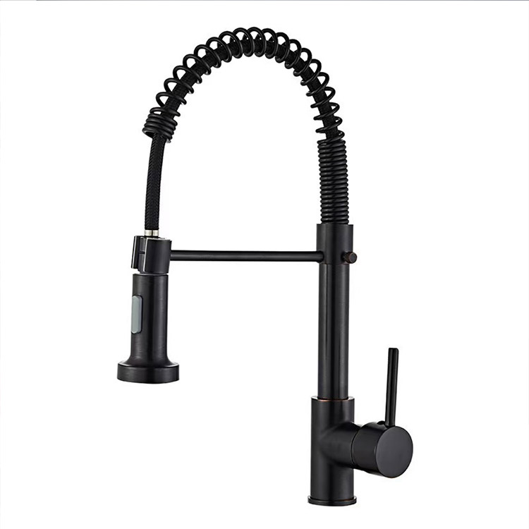 Spring pull-out kitchen faucet, hot and cold retractable washbasin faucet, pull-out spring sink faucet, black, gold, chrome plated multi-color engineering, foreign trade kitchen hardware, bulk supply