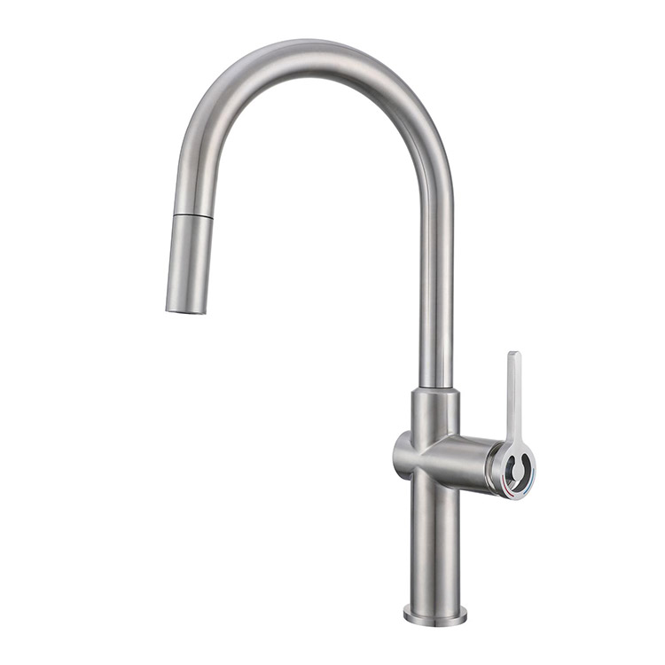 304 stainless steel pull-out kitchen faucet, hot and cold retractable sink faucet, brushed stainless steel pull-out sink faucet, household hotel engineering, foreign trade kitchen hardware, bulk supply