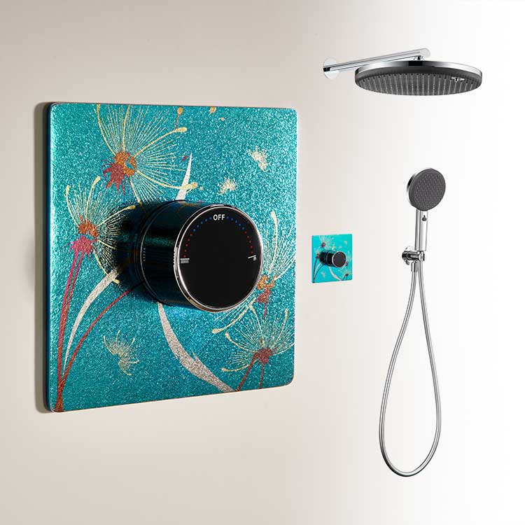 Dandelion Edition Concealed Shower Head Set TA1 Pure Titanium Embedded Valve Body Dandelion Art Printed Panel Top Spray Handheld Dual Water Outlet Anti Corrosion Wall Shower