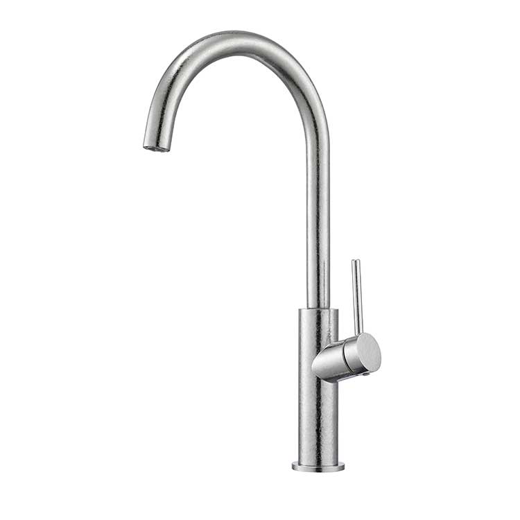 Pure titanium crystal flower natural color large curved pipe kitchen faucet, hot and cold single cold washing basin faucet, sink faucet engineering, foreign trade wholesale