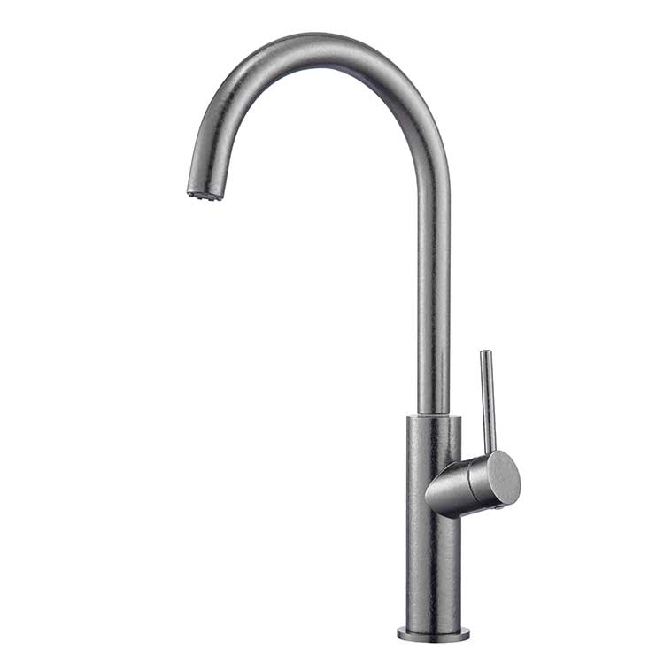Pure titanium gun gray large curved pipe kitchen faucet, hot and cold single cold washing basin faucet, sink faucet engineering, foreign trade wholesale