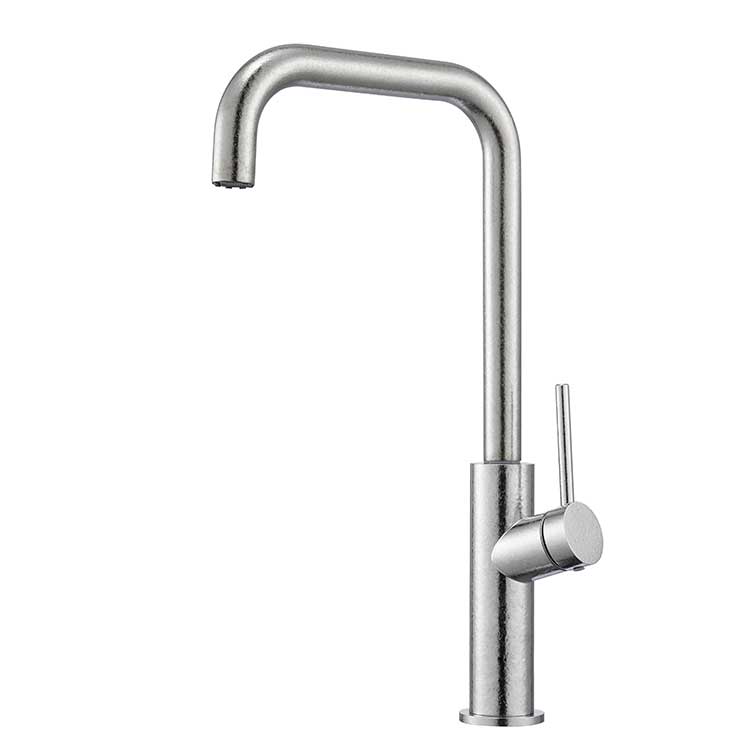 Pure titanium crystal flower natural color L-shaped tube kitchen faucet, hot and cold single cold washing basin faucet, sink faucet engineering, foreign trade wholesale