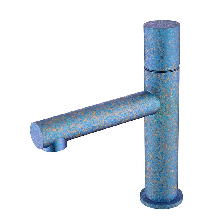 Pure titanium peacock blue straight round tube basin faucet bathroom hot and cold water table basin washbasin faucet bathroom counter basin faucet