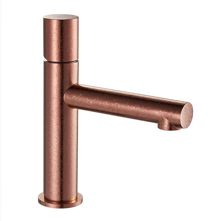 Pure titanium rose gold straight round tube basin faucet bathroom hot and cold water table basin washbasin faucet bathroom counter basin faucet