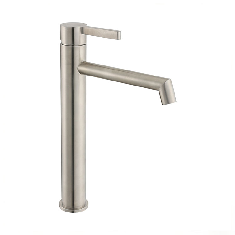 Brushed stainless steel raised basin faucet, single hole hot and cold water table basin faucet, bathroom washbasin raised faucet