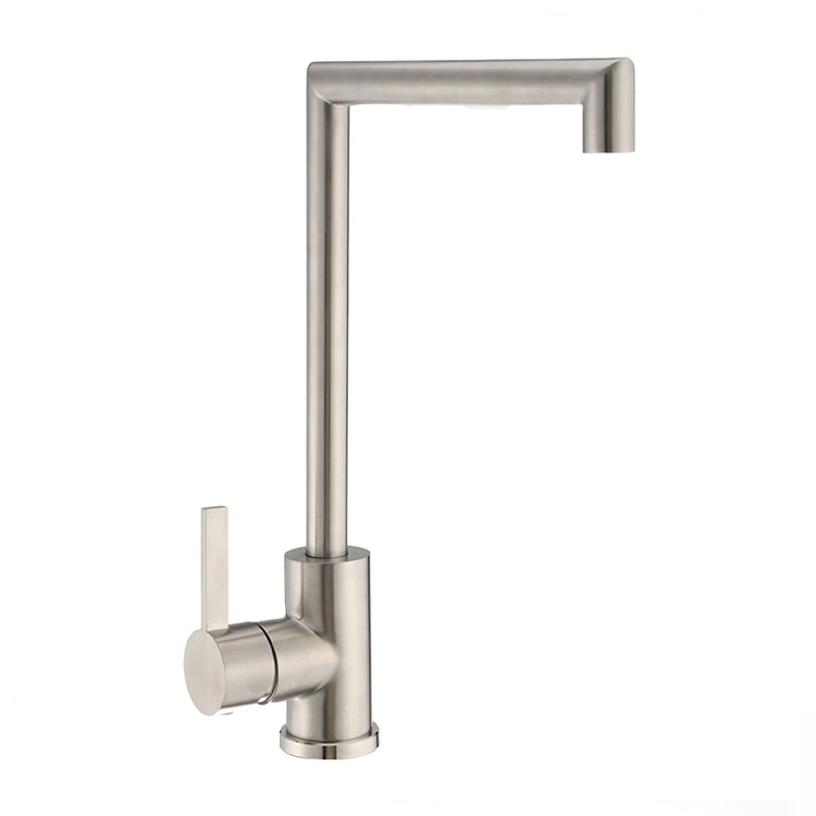 Drawing stainless steel kitchen faucet L-shaped square water outlet, hot and cold washing basin faucet, home decoration sink faucet